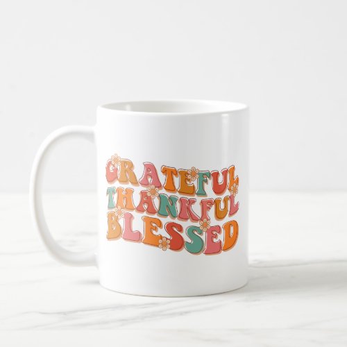 Retro Grateful Thankful Blessed Thanksgiving Coffee Mug
