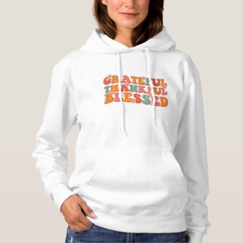 Retro Grateful Thankful Blessed Thanksgiving Hoodie