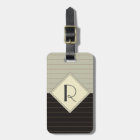 Retro Gray and Black Stripe Monogram
