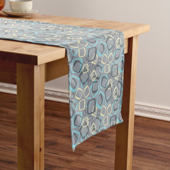 Retro Gray and Yellow Short Table Runner (In Situ)