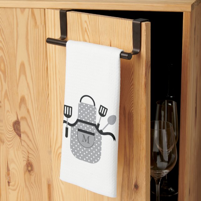 Retro Gray Apron Kitchen Towel (Thirds Fold)