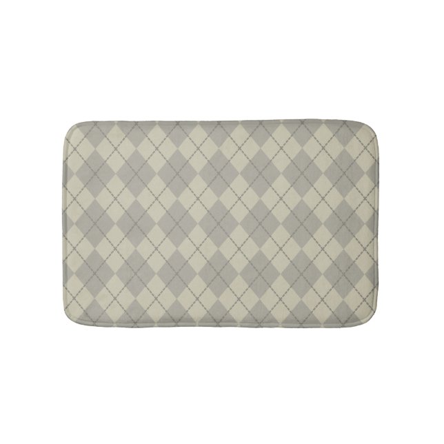 Retro Gray Argyle Bathroom Rug Bath Mat (Front)