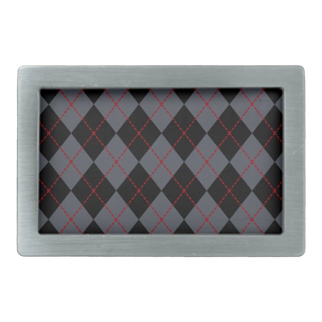 Retro Gray Argyle Belt Buckle (Front)