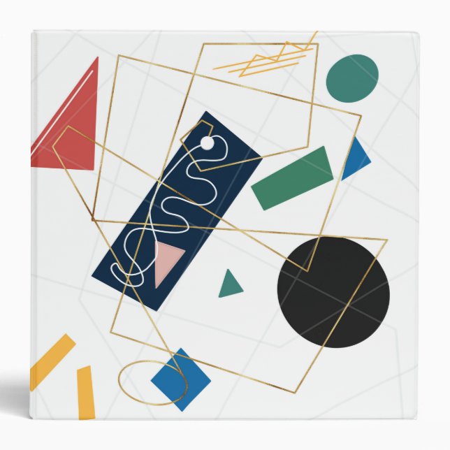 Retro Gray Big Daisy Flowers White Design 3 Ring Binder (Front)