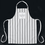 Retro Gray Candy Stripes Apron<br><div class="desc">Vintage gray and white stripes bring a retro personality to this personalized apron. The nostalgic stripe motif is stylish and chic. Great for bakeries,  home chefs,  salons,  or personal use! Art and design © 1201AM Design Studio | www.1201am.com</div>