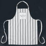 Retro Gray Candy Stripes Apron<br><div class="desc">Vintage gray and white stripes bring a retro personality to this personalized apron. The nostalgic stripe motif is stylish and chic. Great for bakeries,  home chefs,  salons,  or personal use! Art and design © 1201AM Design Studio | www.1201am.com</div>