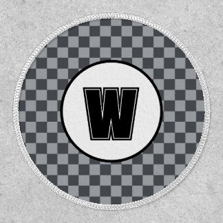 Retro Gray Checkered | Racing Style Monogram Patch