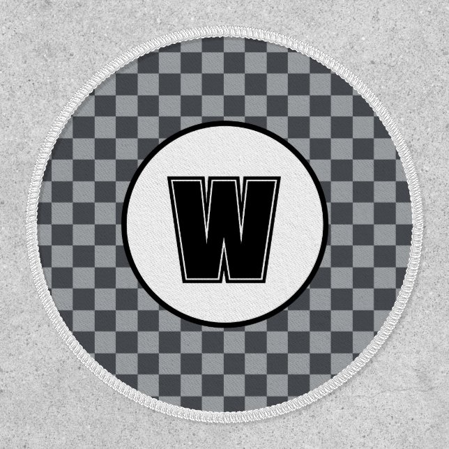 Retro Gray Checkered | Racing Style Monogram Patch (Front)