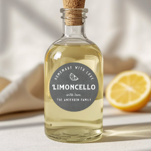 Retro Gray Homemade Limoncello Holiday Gift Classic Round Sticker