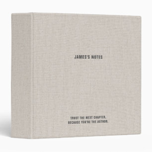 Retro Gray Linen Look Personalized Notes 3 Ring Binder