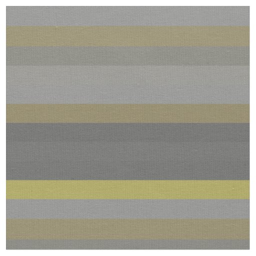 Retro Gray Mustard Horizontal Stripes Fabric