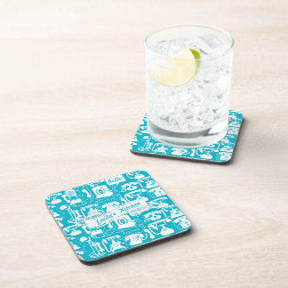 Retro Gray or Any Color Telephone Pattern Coaster