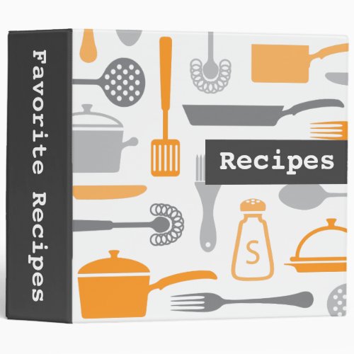 Retro gray orange kitchen recipe binder organizer