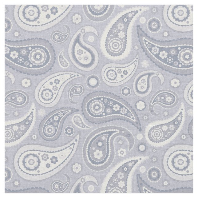 Retro Gray Paisley Pattern Fabric (Close Up)