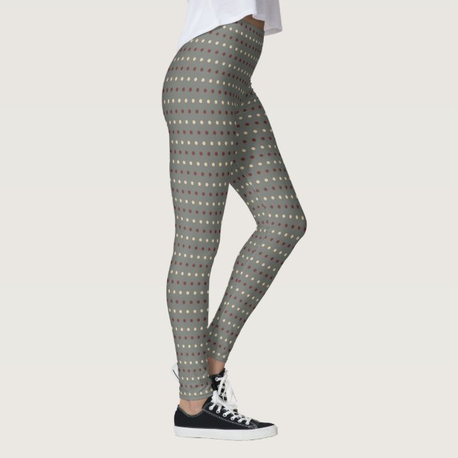 Retro Gray Polka Dots Style  Leggings (Right)