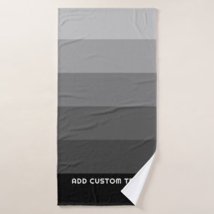 Retro Gray Stripes with Simple Sans Serif Name Bath Towel