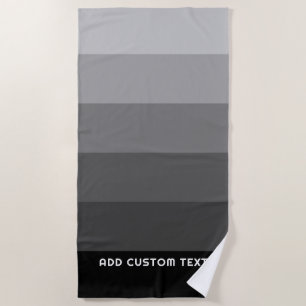 Retro Gray Stripes with Simple Sans Serif Name Beach Towel