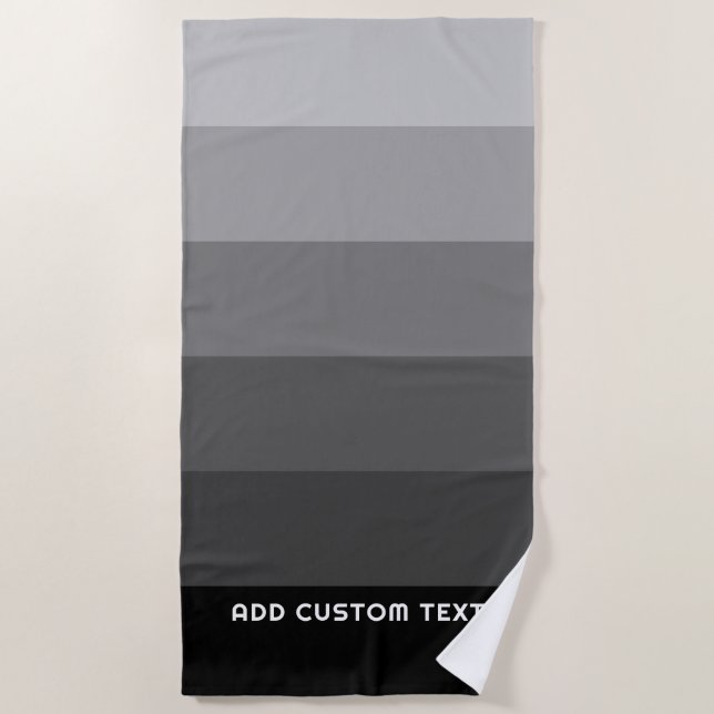 Retro Gray Stripes with Simple Sans Serif Name Beach Towel (Front)