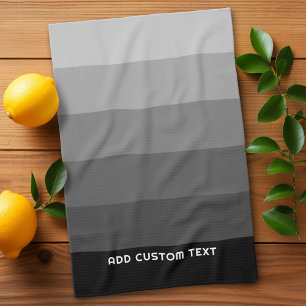 Retro Gray Stripes with Simple Sans Serif Name Kitchen Towel