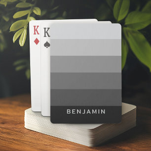 Retro Gray Stripes with Simple Sans Serif Name Poker Cards
