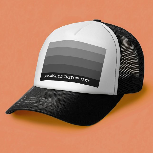 Retro Gray Stripes with Simple Sans Serif Name Trucker Hat (Custom Trucker hat)