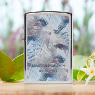 Retro Gray Violet Purple Blue Brushstrokes Pattern Zippo Lighter