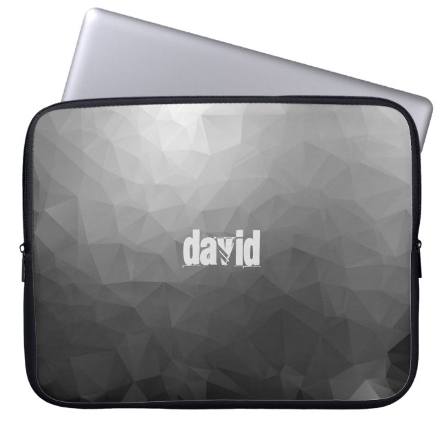 Retro Grayish Polygonal Pattern with Customization Laptop Sleeve (Front)
