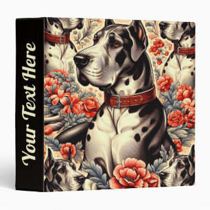 Retro Great Dane Illustration 3 Ring Binder
