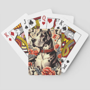 Retro Great Dane Illustration Poker Cards