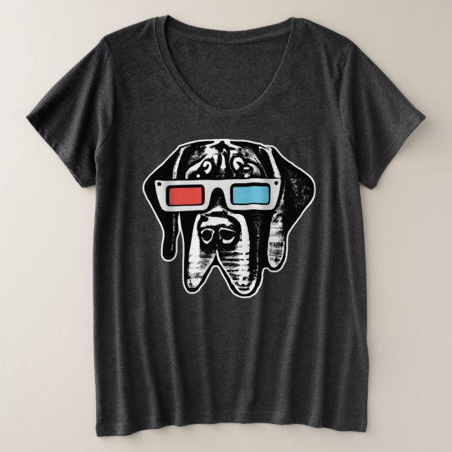 Retro Great Dane With 3D Glasses Womens Shirt (Design Front)