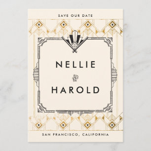 Retro Great Gatsby Art Deco Photo Save the Dates Date
