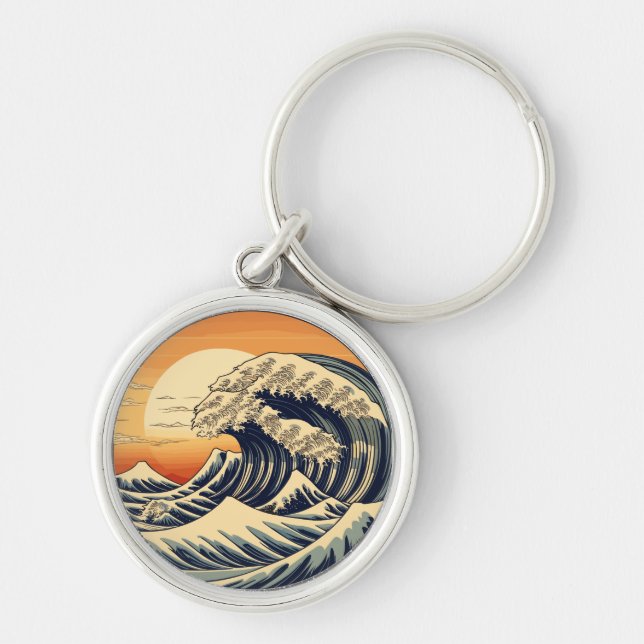 Retro Great Ocean Waves Keychain (Front)
