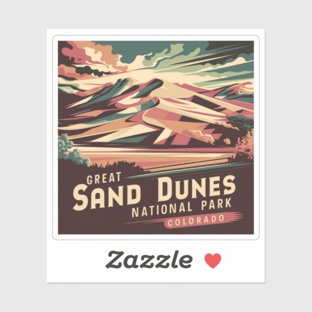 Retro Great Sand Dunes National Park Sticker (Sheet)