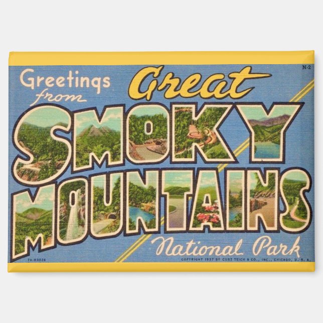 Retro Great Smoky Mountains Magnet (Front)