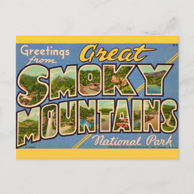 Retro Great Smoky Mountains Postcard (Front)