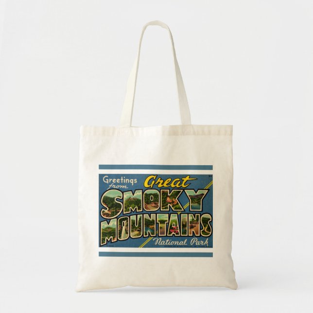Retro Great Smoky Mountains Tote Bag (Front)