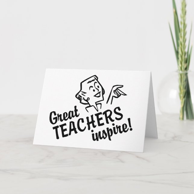 Retro Great Teachers Inspire Greeting Cards (Front)