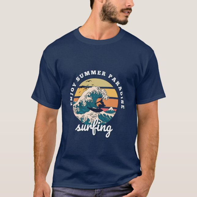 Retro great wave, enjoy summer t-shirt  (Front)