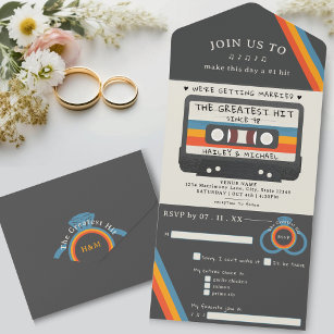 Retro Greatest Hit Cassette Tape Wedding All In One Invitation