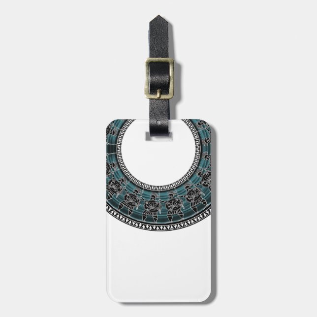Retro Greek Disc Luggage Tag (Front Vertical)