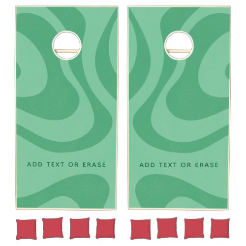 Retro Green Abstract Style Waves Add Your Own Text Cornhole Set