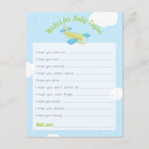 Retro Green Airplane Baby Shower Wishes for Baby Invitation