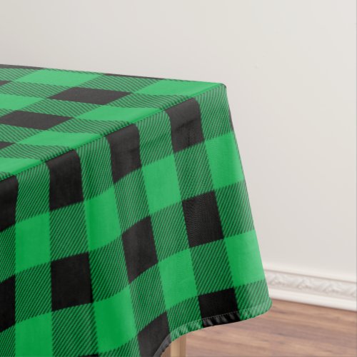 Retro Green and Black Buffalo Plaid Tablecloth