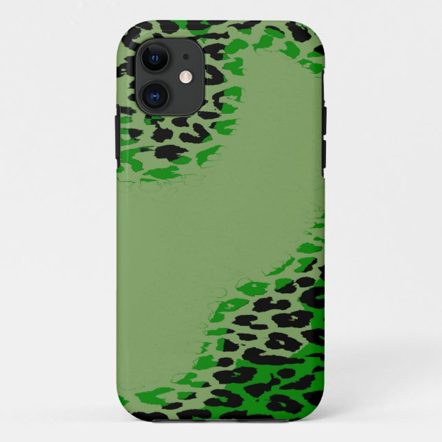 Retro green and black leopard print on lime Case-Mate iPhone case (Back)