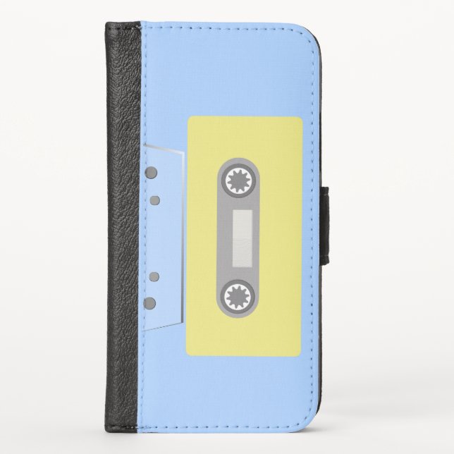 Retro Green and Blue Cassette Tape  iPhone Wallet Case (Front)