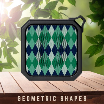 Retro Green And Blue Harlequin Diamond Pattern Bluetooth Speaker by InTrendPatterns at Zazzle