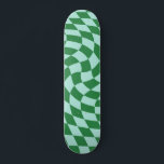 Retro Green And Blue Warped Checkered Checkerboard Skateboard<br><div class="desc">Trendy,  modern psychedelic retro distorted and warped checkerboard design. Seventies trippy warped checks for you. Checkered warped skateboard,  warped checks skateboard,  retro seventies checkered skateboard</div>