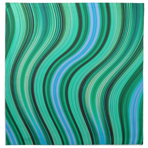 Retro green and blue wavy stripes pattern napkin