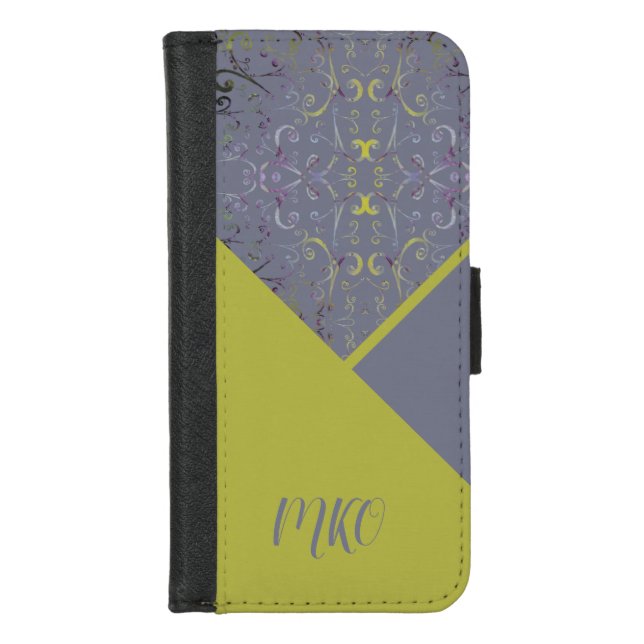 Retro Green and Gray iPhone Wallet Case (Front)