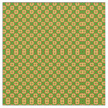 Retro green and orange geometric pattern fabric